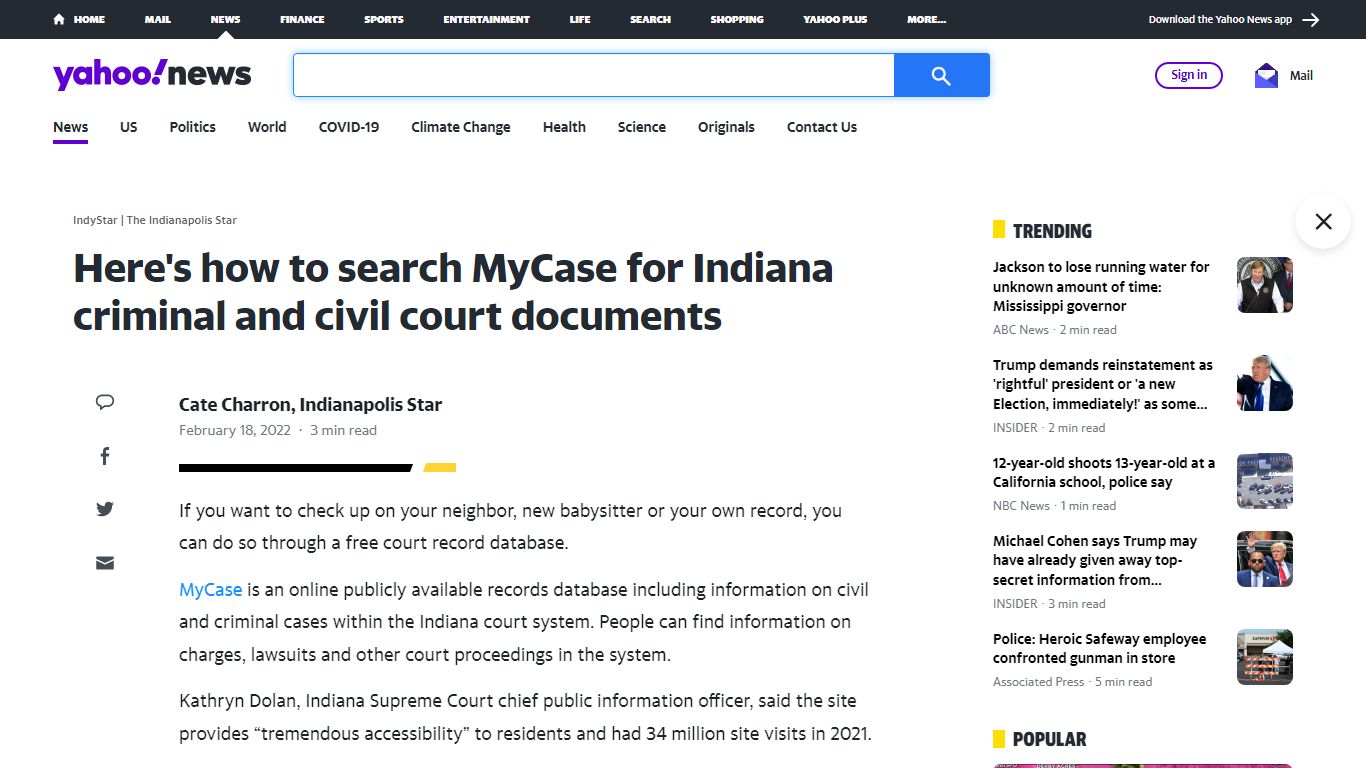 Here's how to search MyCase for Indiana criminal and civil court documents